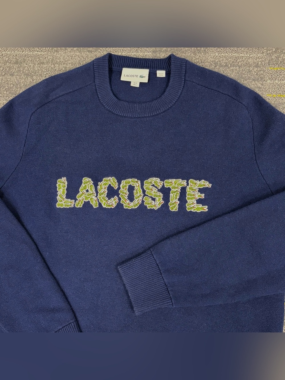 Lacoste Croco Magic Embroidery Wool Sweater Logo Size L Preppy Limited Edition